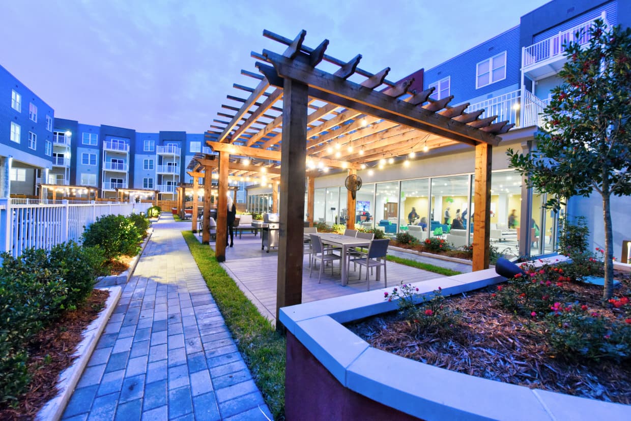 New Orleans Apartment Courtyard at Night