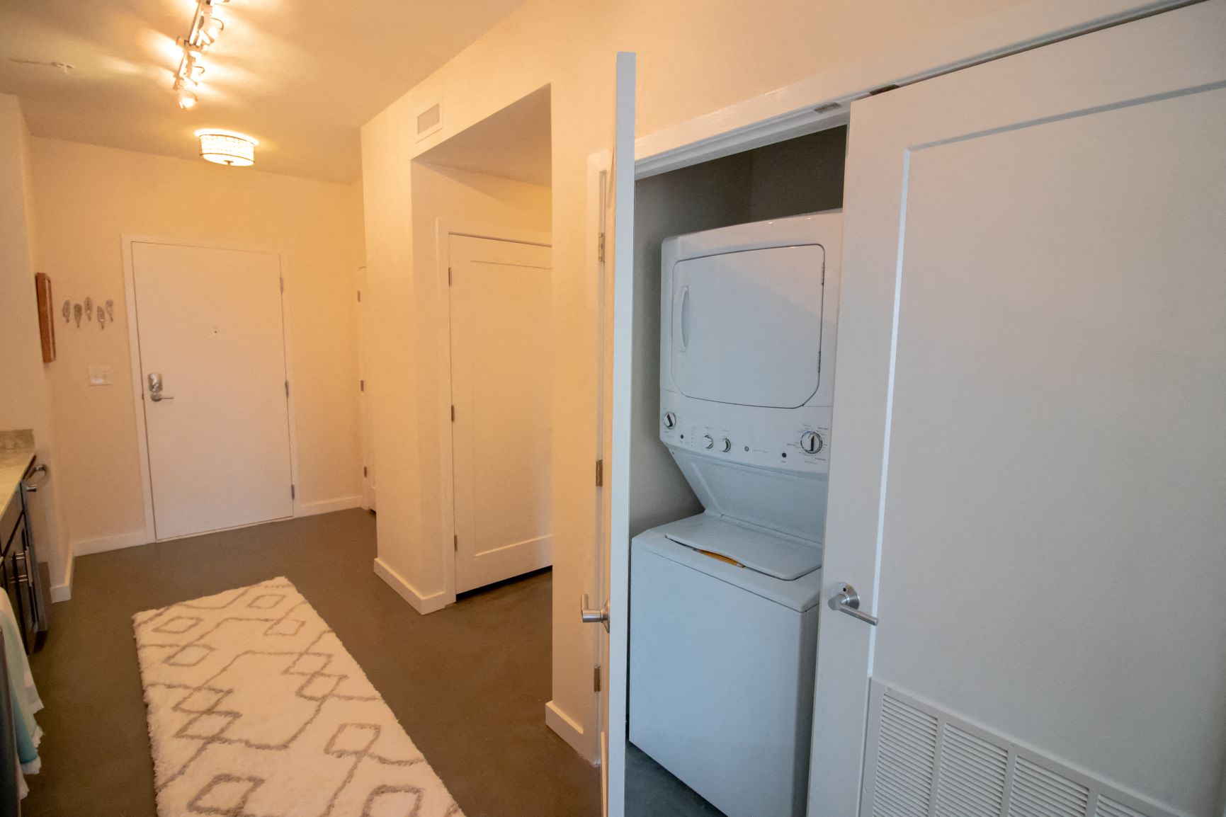 All apartments at Penstock Quarter come equipped with a stackable washer and dryer within the apartment.