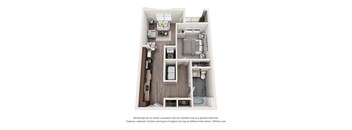 1 bedroom 1 bathroom apartment in libbie-mill midtown floor plan with porch/balcony