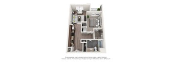 1 bedroom 1 bathroom apartment floor plan with porch/balcony