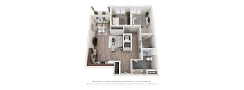 2 bedroom 2 bathroom apartment in libbie-mill midtown floor plan with porch/balcony