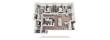 3 bedroom 2 bathroom apartment in libbie-mill midtown floor plan with porch/balcony