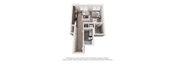 studio apartment 1 bedroom 1 bathroom floor plan with porch/balcony