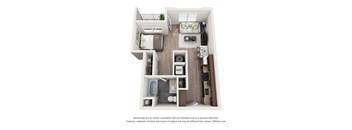 studio apartment 1 bedroom 1 bathroom floor plan with porch/balcony