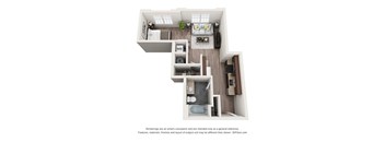 studio apartment 1 bedroom 1 bathroom floor plan with porch/balcony