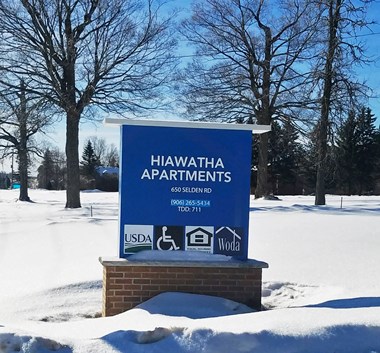 Hiawatha Apartments Welcome Sign