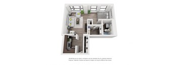 1 bedroom floor plan |  River North Apartments Chicago IL