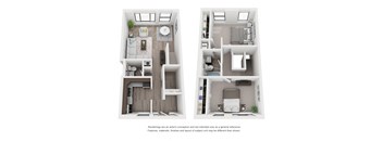 2 bedroom floor plan |  River North Apartments Chicago IL