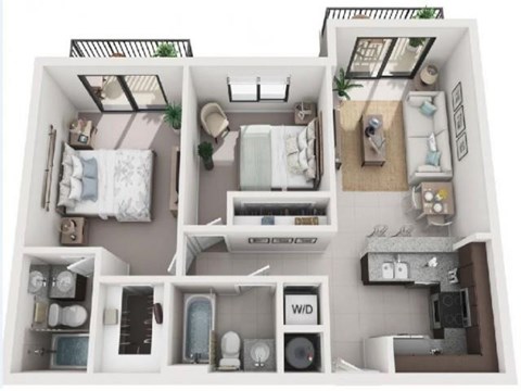 2 bedroom floor plan | Coral West Apartments Miami FL
