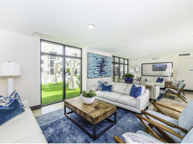 a living room with a couch and a coffee table