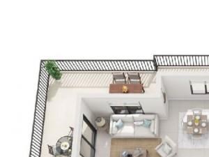 3 bedroom floor plan | District West Gables Apartments Miami FL