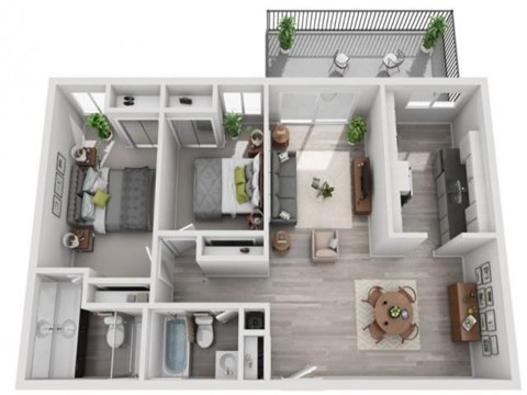 1 Bedroom Floor Plan | Candlewood North Apartments Northridge CA