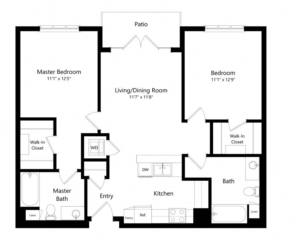 2 bedroom floor plan | Chase Knolls Garden Apartments Sherman Oaks CA