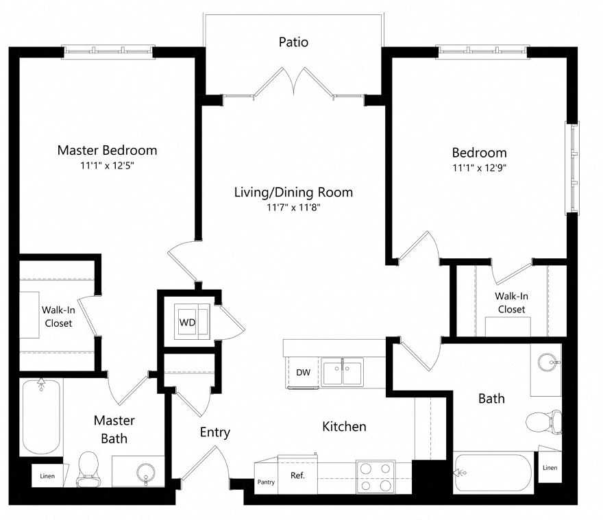 2 bedroom floor plan | Chase Knolls Garden Apartments Sherman Oaks CA