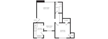 1 bedroom floor plan | Chase Knolls Garden Apartments Sherman Oaks CA