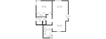 1 bedroom floor plan | Chase Knolls Garden Apartments Sherman Oaks CA