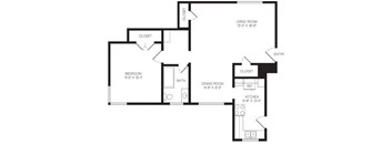 1 bedroom floor plan | Chase Knolls Garden Apartments Sherman Oaks CA