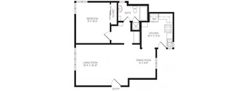 1 bedroom floor plan | Chase Knolls Garden Apartments Sherman Oaks CA