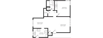 1 bedroom floor plan | Chase Knolls Garden Apartments Sherman Oaks CA