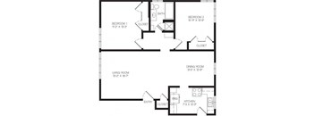 2 bedroom floor plan | Chase Knolls Garden Apartments Sherman Oaks CA