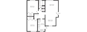 2 bedroom floor plan | Chase Knolls Garden Apartments Sherman Oaks CA