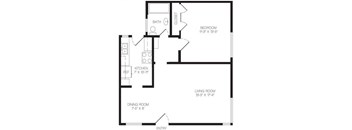 1 bedroom floor plan | Chase Knolls Garden Apartments Sherman Oaks CA
