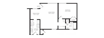 1 bedroom floor plan | Chase Knolls Garden Apartments Sherman Oaks CA