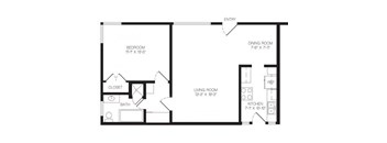 1 bedroom floor plan | Chase Knolls Garden Apartments Sherman Oaks CA