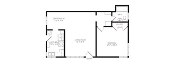 1 bedroom floor plan | Chase Knolls Garden Apartments Sherman Oaks CA
