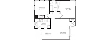 2 bedroom floor plan | Chase Knolls Garden Apartments Sherman Oaks CA