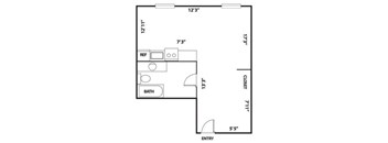 studio floor plan | The Flat Apartments in Los Angeles, CA