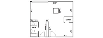 studio floor plan | The Flat Apartments in Los Angeles, CA