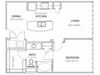 1 bedroom floor plan | Parkside at Firewheel Apartments in Garland, TX