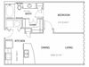 1 bedroom floor plan | Parkside at Firewheel Apartments in Garland, TX