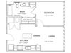 1 bedroom floor plan | Parkside at Firewheel Apartments in Garland, TX