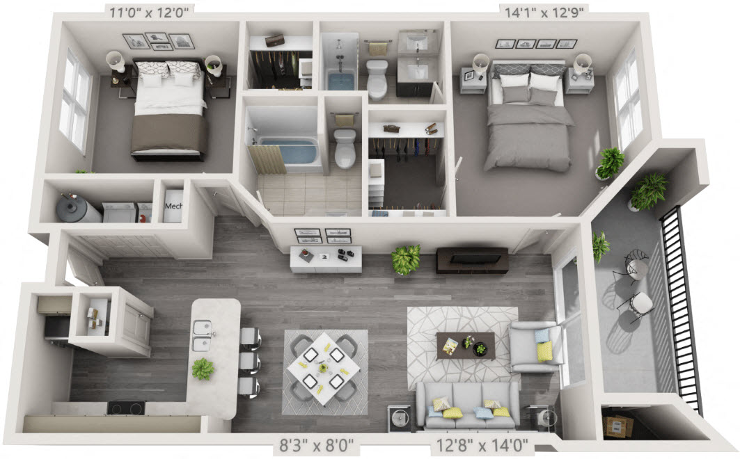 Chesapeake Floor Plan at The Citizen at Shirlington Village, Arlington, VA