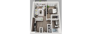 3d 1 bedroom floor plan | South Side Flats Apartments in Dallas, TX