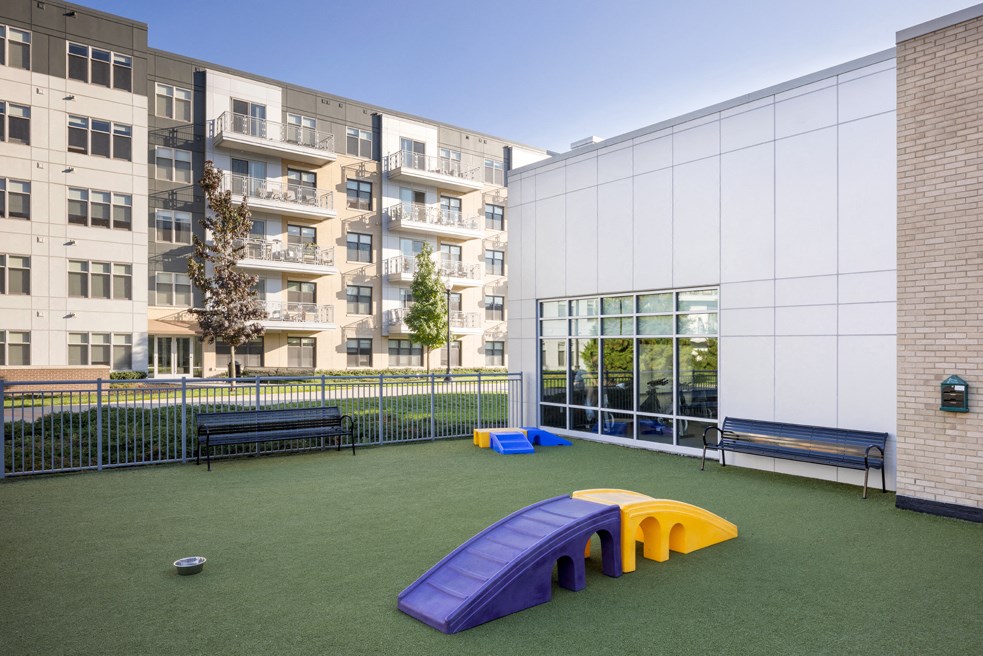 a playground on the side of a building