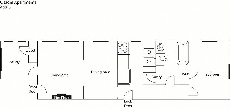 one bedroom study foorplan at Cincinnati Premier Living*, Cincinnati, 45213
