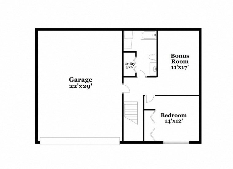 a floor plan of a small house with a garage and a bonus room
