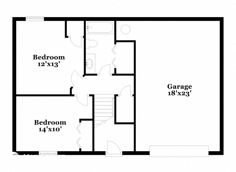 a floor plan of a house with bedrooms and baths and a garage