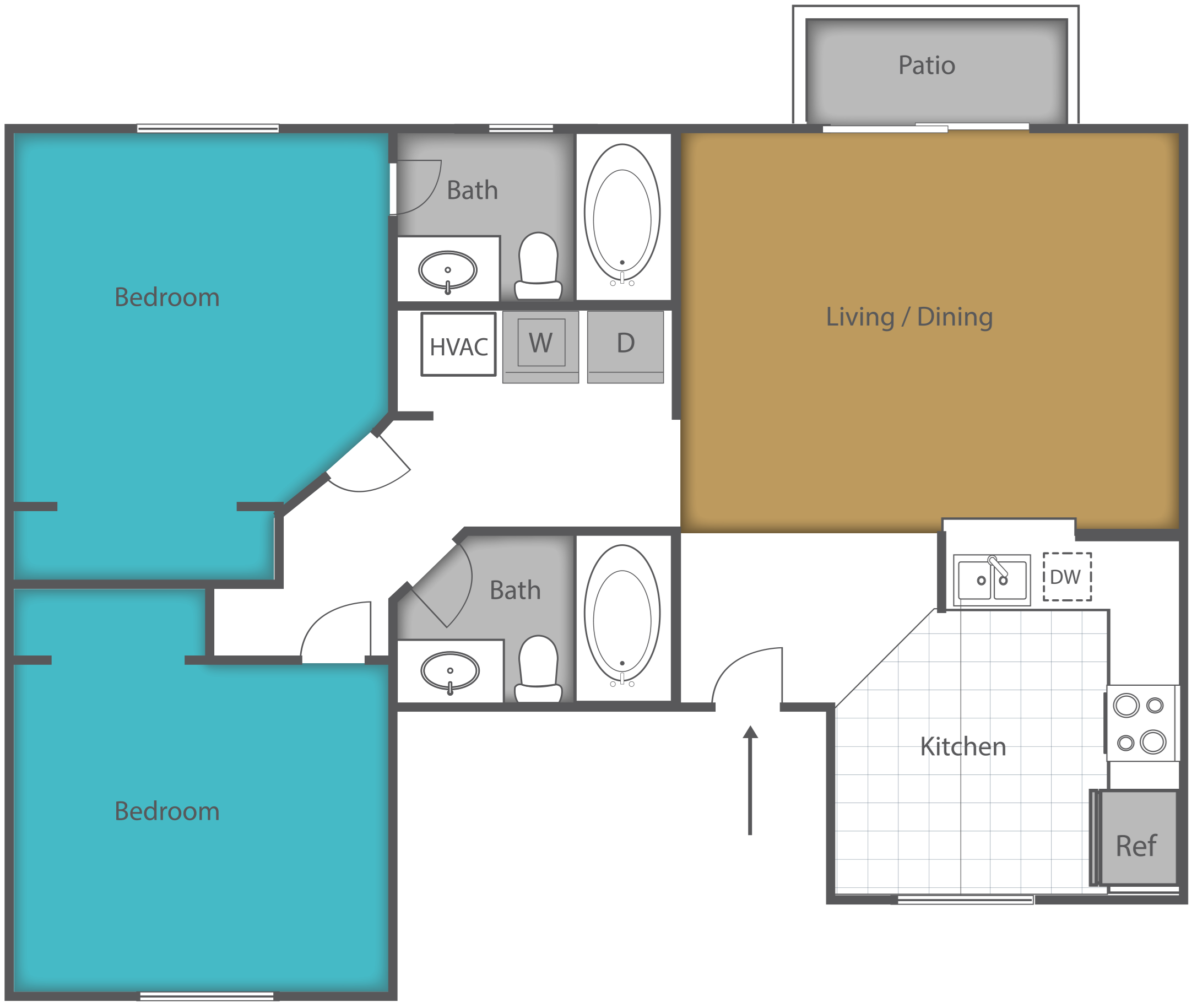 Floorplan for 2 bedroom 1 bath Floorplan for 2 bedroom 1 bath at Aqua Links, Sanford, FL 32771