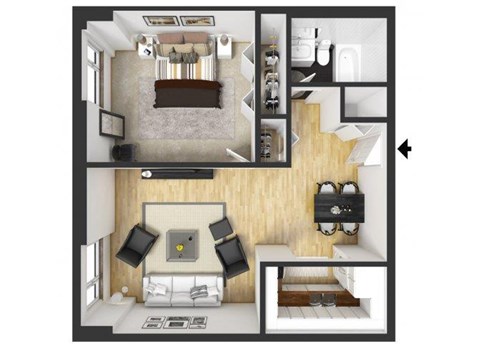 one bedroom floorplan 