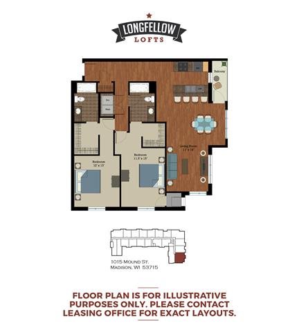 Modern - 2 Bedroom 2 Bath Floor Plan 6