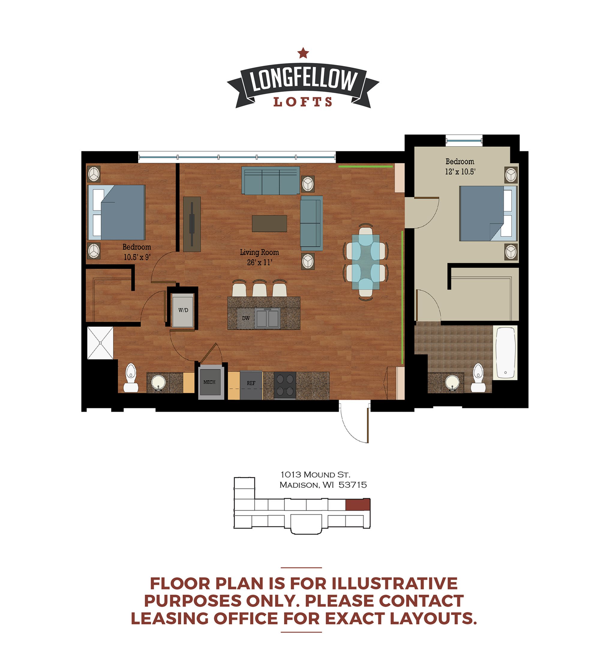 Historic - 2 Bedroom 2 Bath Floor Plan 3