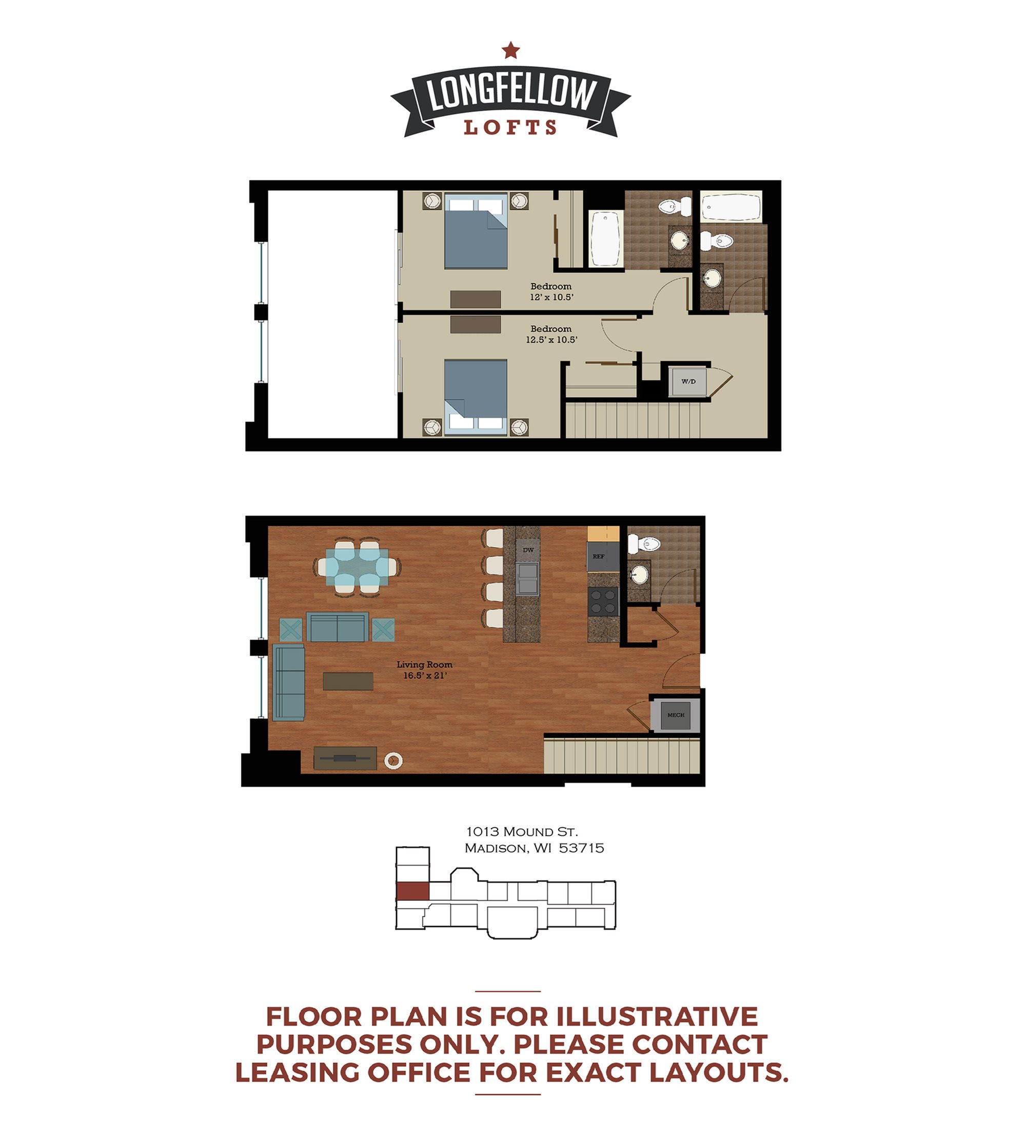Historic - 2 Bedroom 2.5 Bath Floor Plan 4