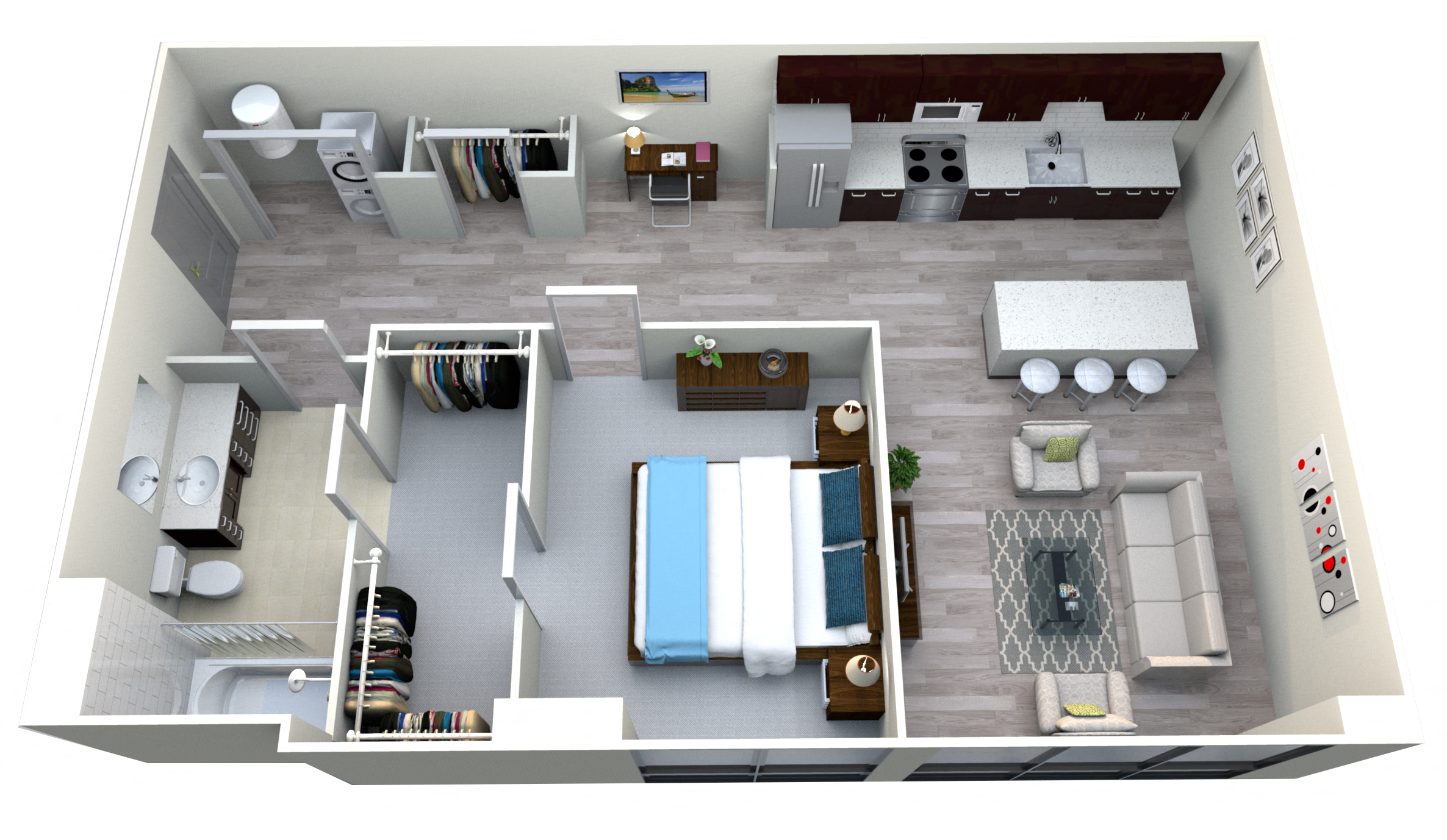The Grand A02 1 bed 1 bath floorplan at The Grand, Missouri