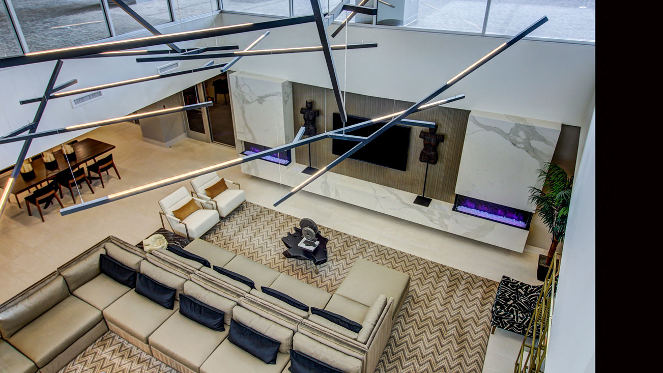 community space from above  at The Grand, Kansas City, MO