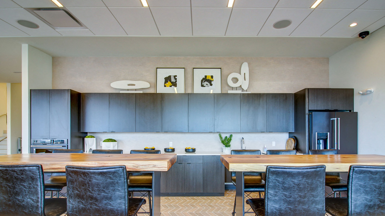 expansive kitchen and ice machine in elevation lounge at The Grand, Missouri