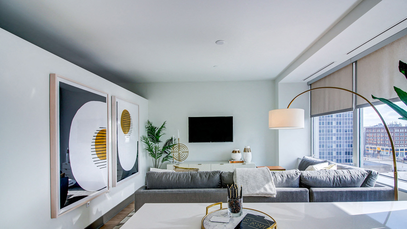Modern Kitchen With Stainless Steel Appliances and Sleek Cabinetry  at The Grand, Missouri